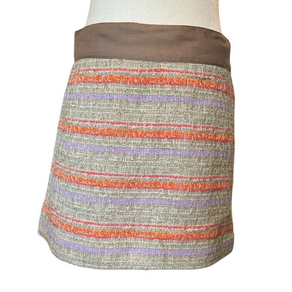 Milly Tweed and Silk Lined Striped Mini Skirt - Picture 1 of 4